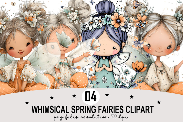 Whimsical Spring Fairies Clipart Watercolor PNG