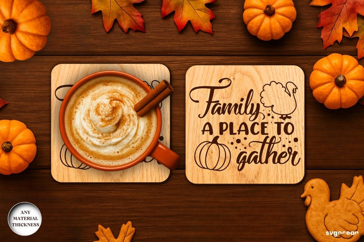Thanksgiving Coaster Laser Cut | Drink Coaster | SVG