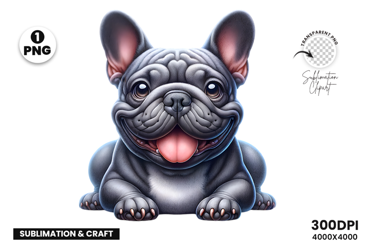 French Bulldog Sitting Happy Clipart Sublimation PNG