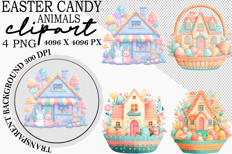 Easter Candy Animals Clipart PNG