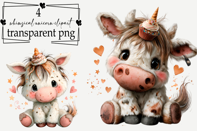 Whimsical Unicorn Clipart Watercolor PNG