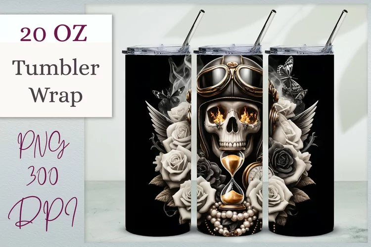 Halloween Tumbler Wrap| Skull Sublimation Design | 20oz Wrap