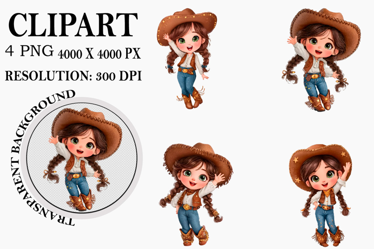 Western Pink Cowgirl Clipart Watercolor PNG
