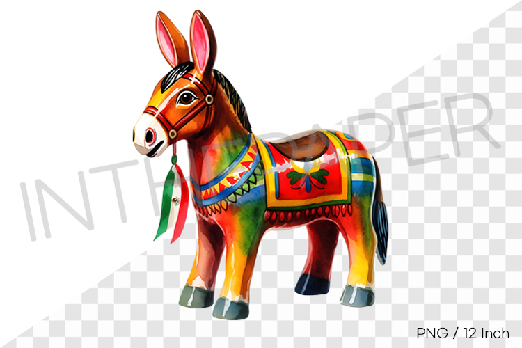 Traditional Mexican cartoneria donkey toy PNG Clipart