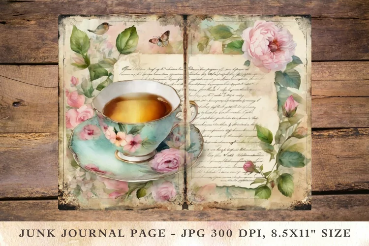 Printable Junk Journal Pages tea and cake party 14