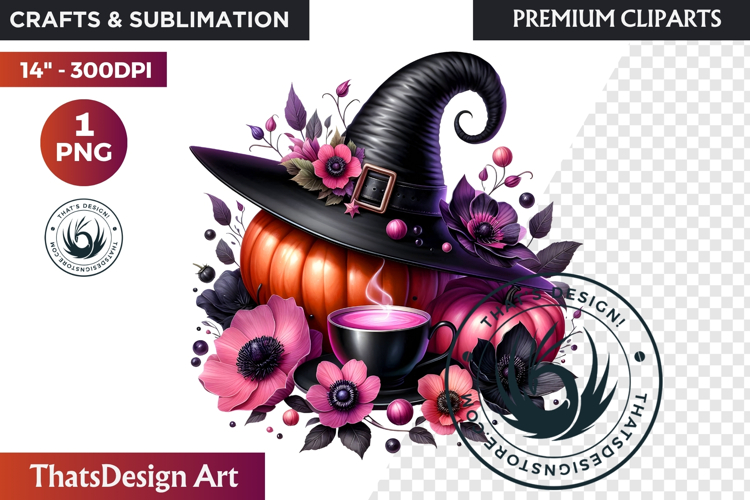 Gothic Halloween Drinks Pink and Black Sublimation clipart