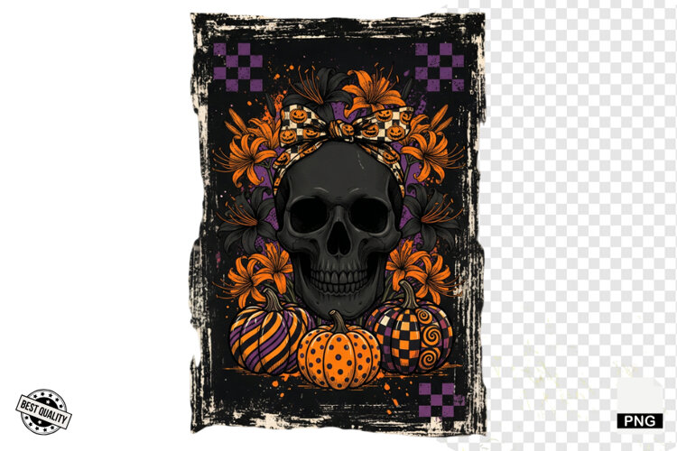 Distressed Vintage Halloween Design Clipart example image 1