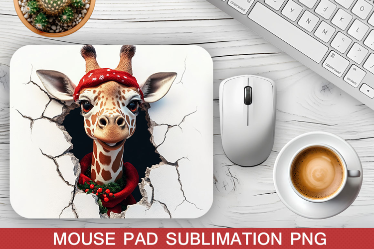 Christmas Giraffe Mouse Pad Sublimation -Christmas Mouse Pad