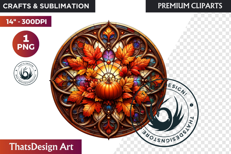 Halloween Gothic stained Glass Pumpkin Clipart