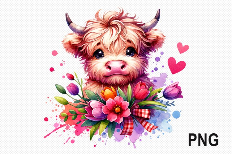 Cow And Flowers Sublimation - Cow Flowers Clipart PNG Design