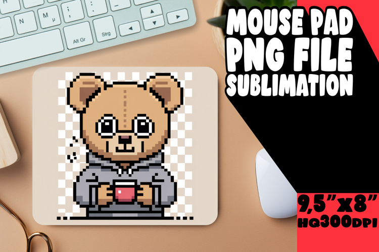 Whimsical Mouse Pad Design Sublimation, Cute Bear