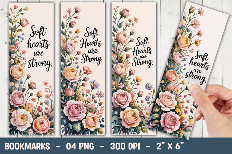 Soft Heart Floral Bookmark Sublimation