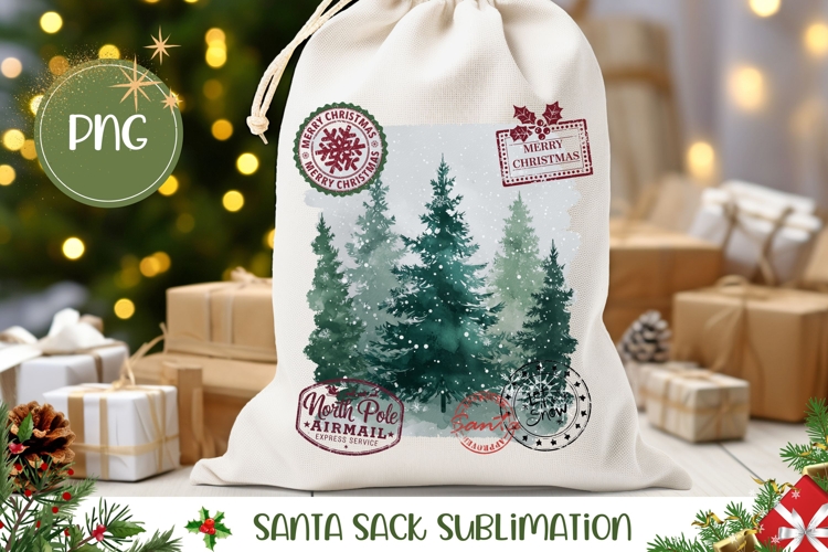 Winter Forest Santa Sack, Cute Christmas Gift Bag
