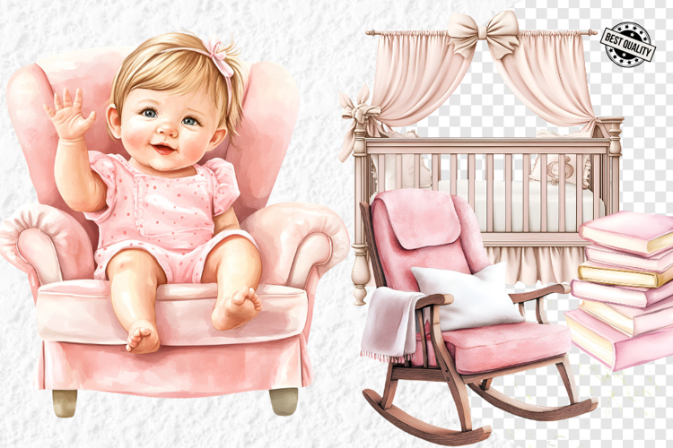 Pink baby girl clipart