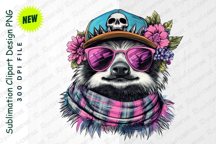 Stylish Raccoon Wearing Sunglasses And Hat Clipart