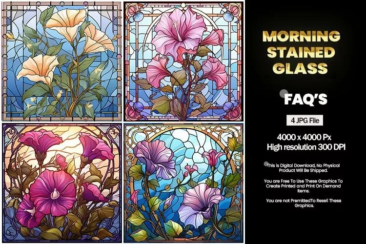 Stained Glass Morning Square Coaster - 04 Variations