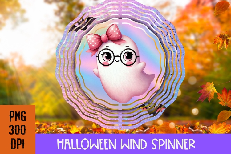 Cute Halloween Wind Spinner PNG, Iridescent Halloween PNG