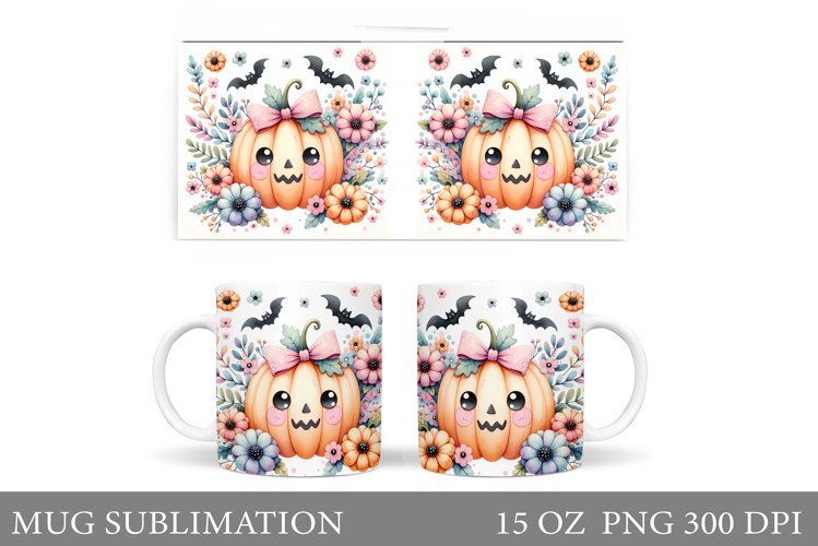 Cute Pumpkin Mug Design. Cute Halloween Mug Sublimation example image 1