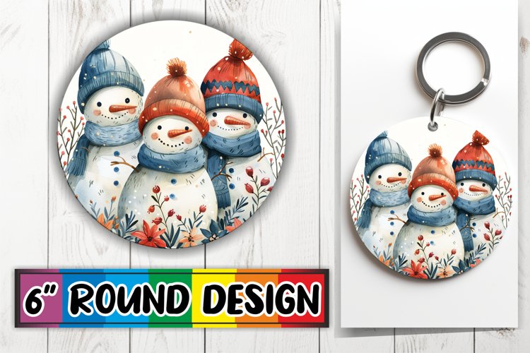 Gingerbread Pattern Round Design Keychain Christmas