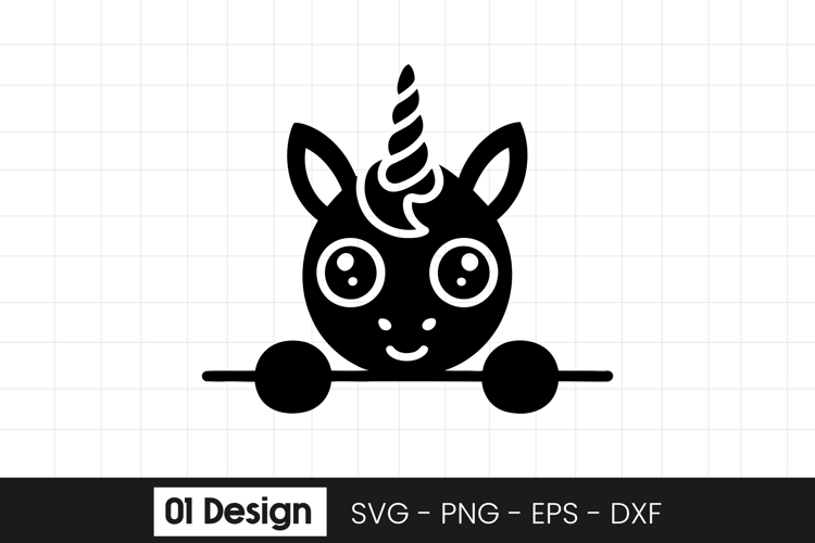 Cute Peeking Unicorn Head Cartoon SVG PNG