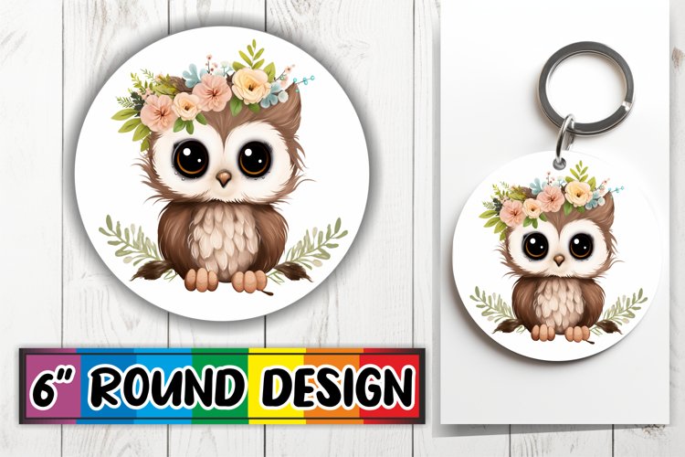 Boho Charm Animal and Floral Round Keychain Sublimation