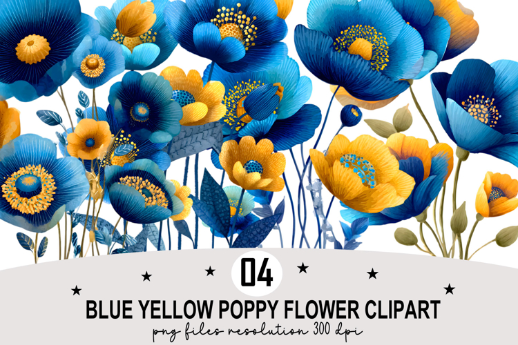Blue Poppy Flower Clipart Watercolor PNG