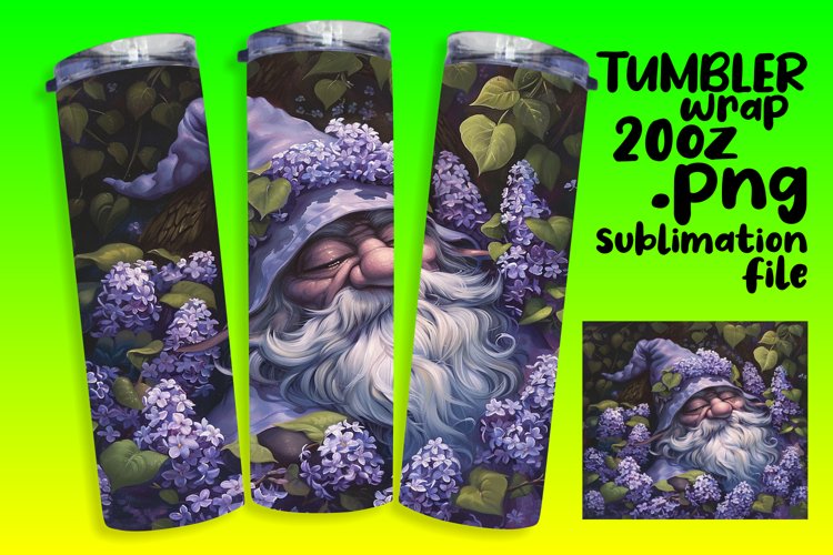 Gnome Among Flowers Tumbler Wrap 20oz example image 1