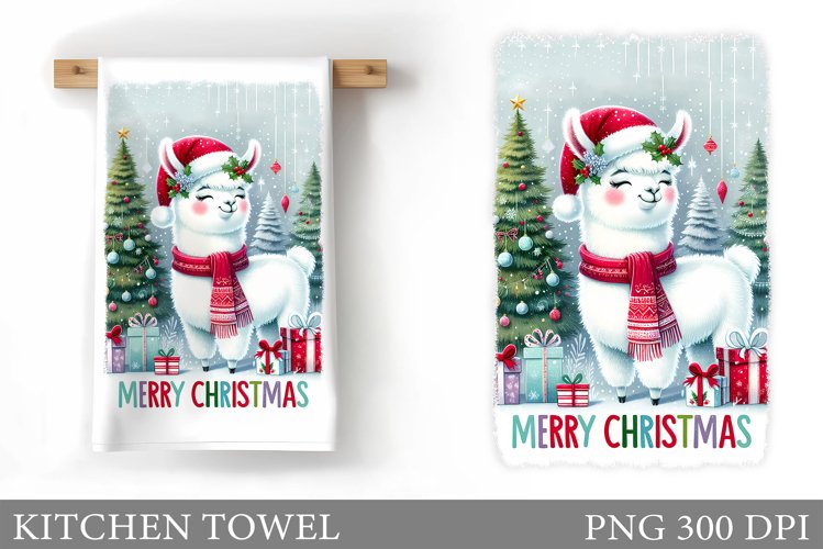 Christmas Lama Kitchen Towel. Christmas Kitchen Towel Design example image 1