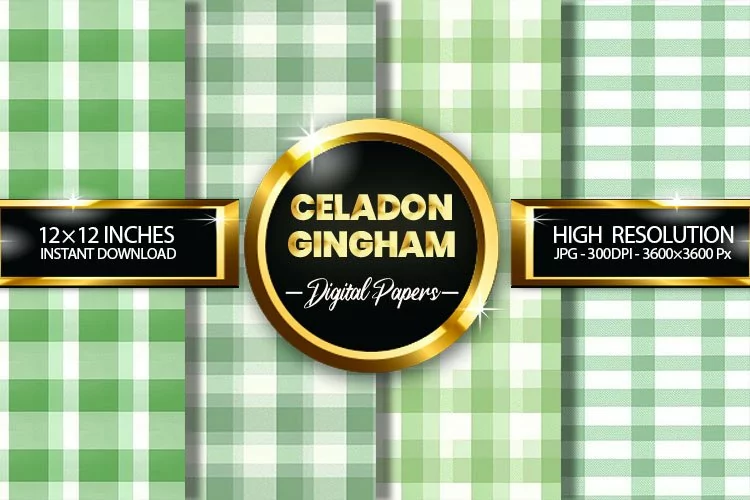Celadon Gingham Digital Papers - 04 Variations