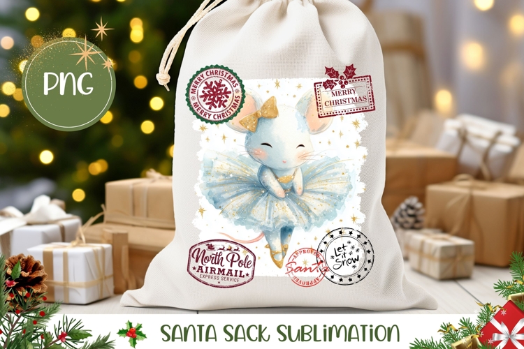 Cartoon Christmas Mouse Santa Sack, Kids Gift Bag Design