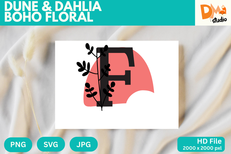 Dune   Dahlia Boho Floral Monogram