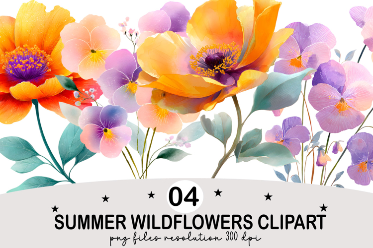 Summer Wildflowers Clipart Watercolor png