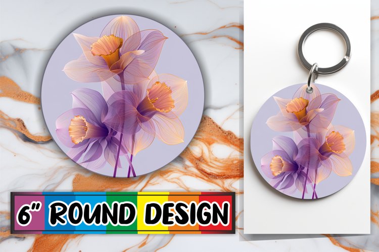 Petal Power: Sublimation Circle Keychain & Car Coaster example image 1