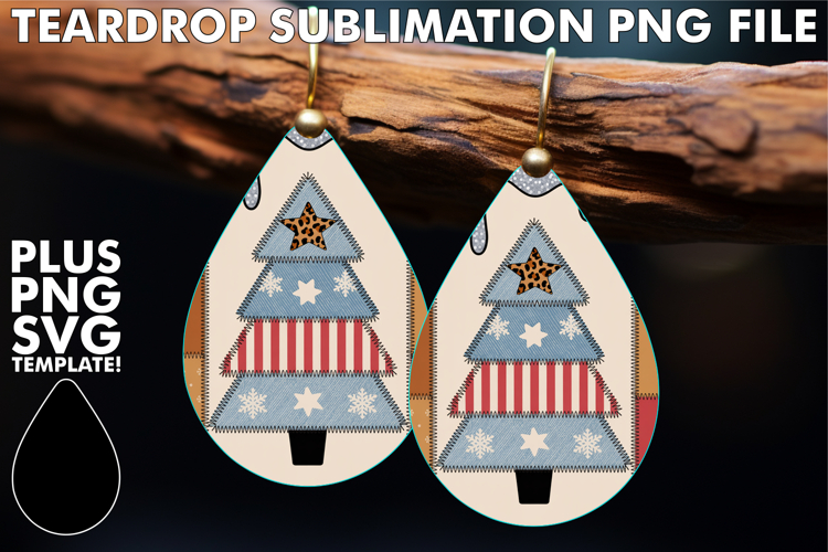 Fun Teardrop Earrings Gift PNG, Christmas