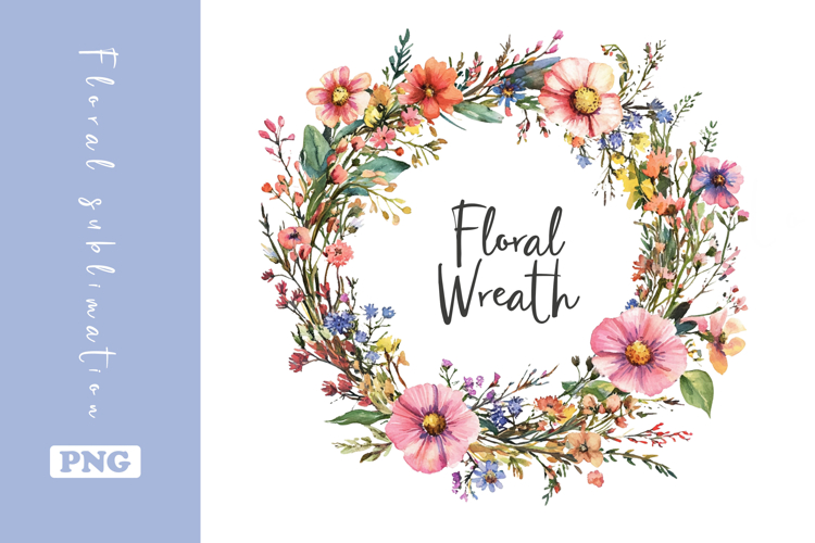 Watercolor Lovely Wildflower Wreath Clipart