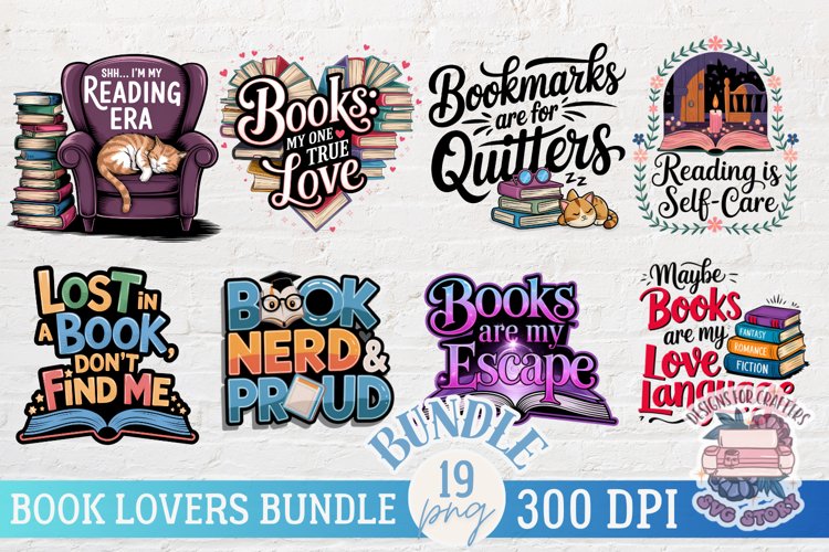 Book Lover bundle Design 19 PNG example image 1