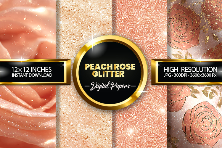 peach rose glitter Digital Papers - 04 variations
