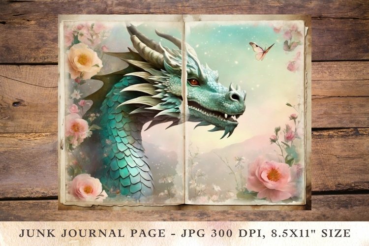 Printable Junk Journal Pages classic dragon 5 example image 1