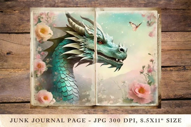 Printable Junk Journal Pages classic dragon 5