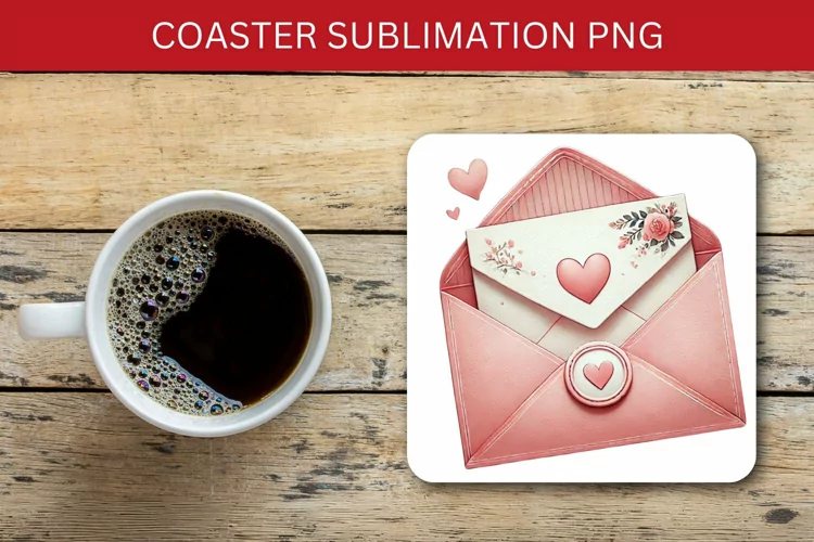 valentine square coaster - love letter