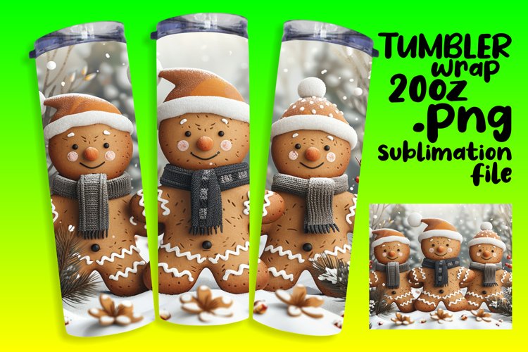 Gingerbread Pattern Tumbler Wrap 20oz Christmas Design