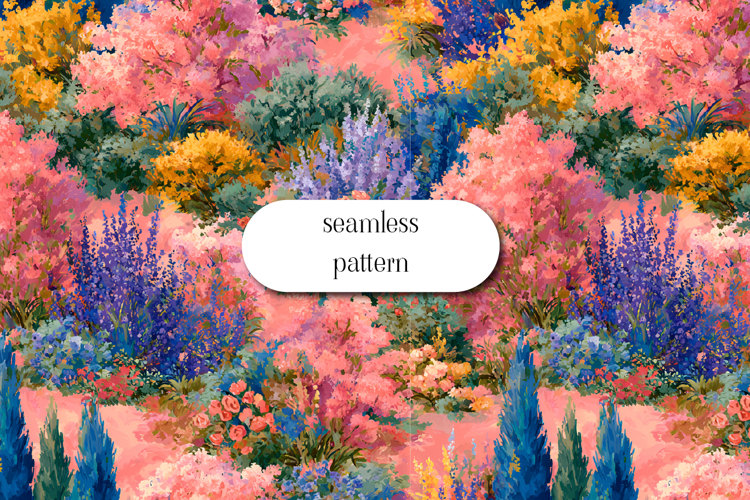 Impressionist Garden Floral Seamless Pattern | Vibrant Art