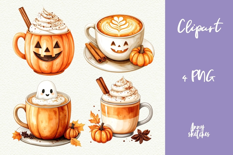Pumpkin Spice Latte PNG Halloween Ghost Cafe Clipart