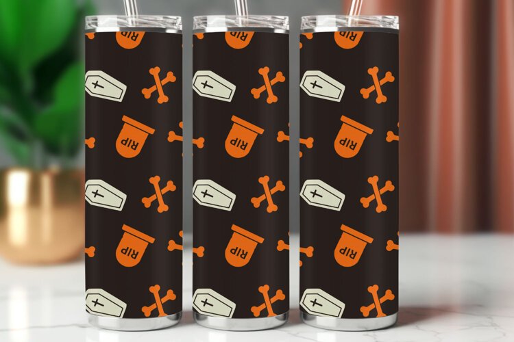 Halloween Tumbler Wrap Seamless Pattern example image 1