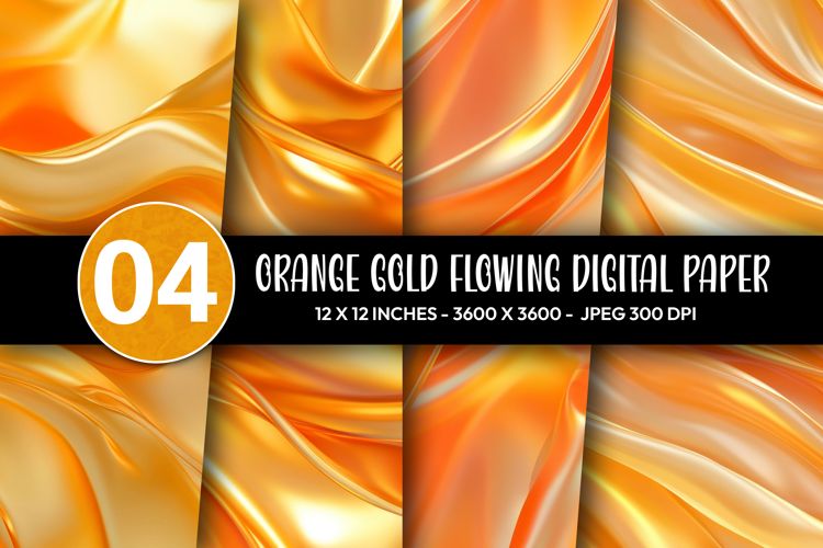 Orange Gold Flowing Digital Paper
