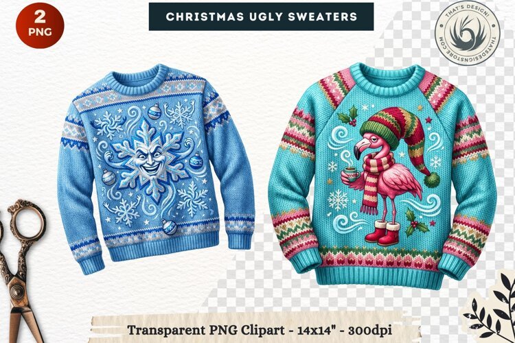 Christmas Ugly Sweaters Clipart Holiday Winter Sweater PNG example image 1