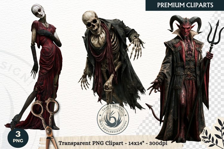 Dark Fantasy Halloween Horror Clipart PNG, Gothic Monster
