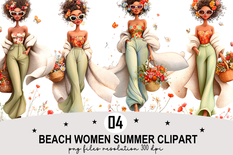 Beach Women Summer Clipart Watercolor PNG