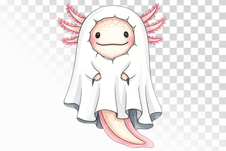 Halloween Axolotl Ghost Costume BOO Spooky PNG Uparupa