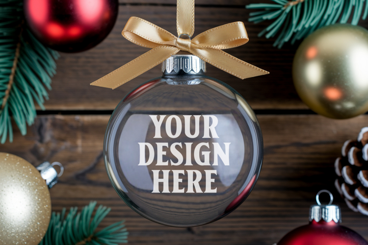 Acrylic Christmas Ornament Mockups | Clear Holiday Ornament